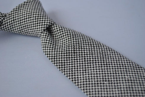 black and white dogtooth cotton textured tie